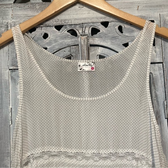 NWOT Free People Swingy Lace Inset Tunic White Polka Dot Ruffle Mini Dress - Picture 8 of 8